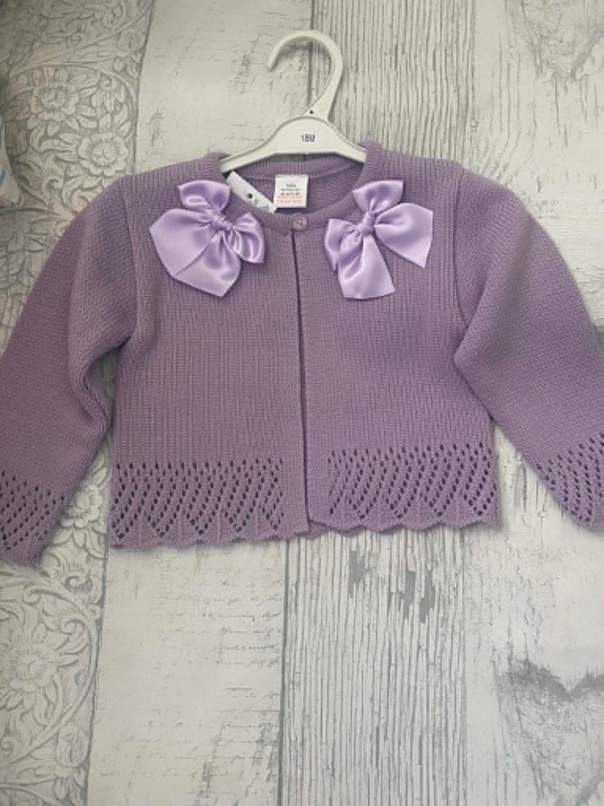 Lilac Bow Knitted Cardigan