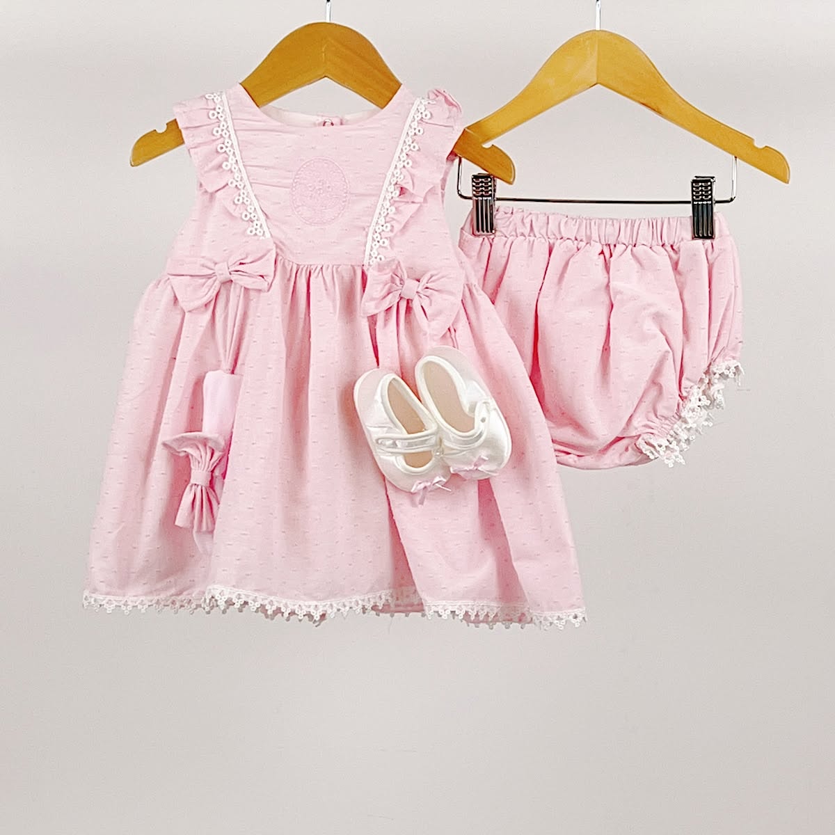 Pink 4 piece Laced Bow Dress