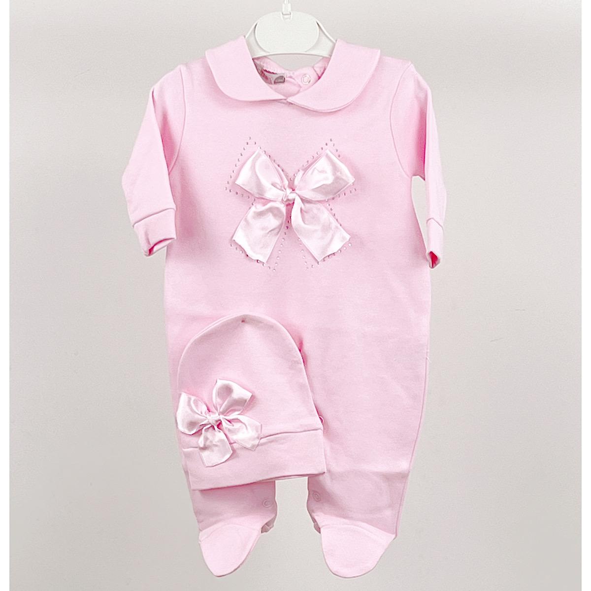 Baby Girl's Pink Bow Sleepsuit Set
