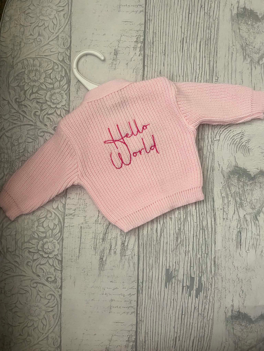 Hello World Cardigan - Pink