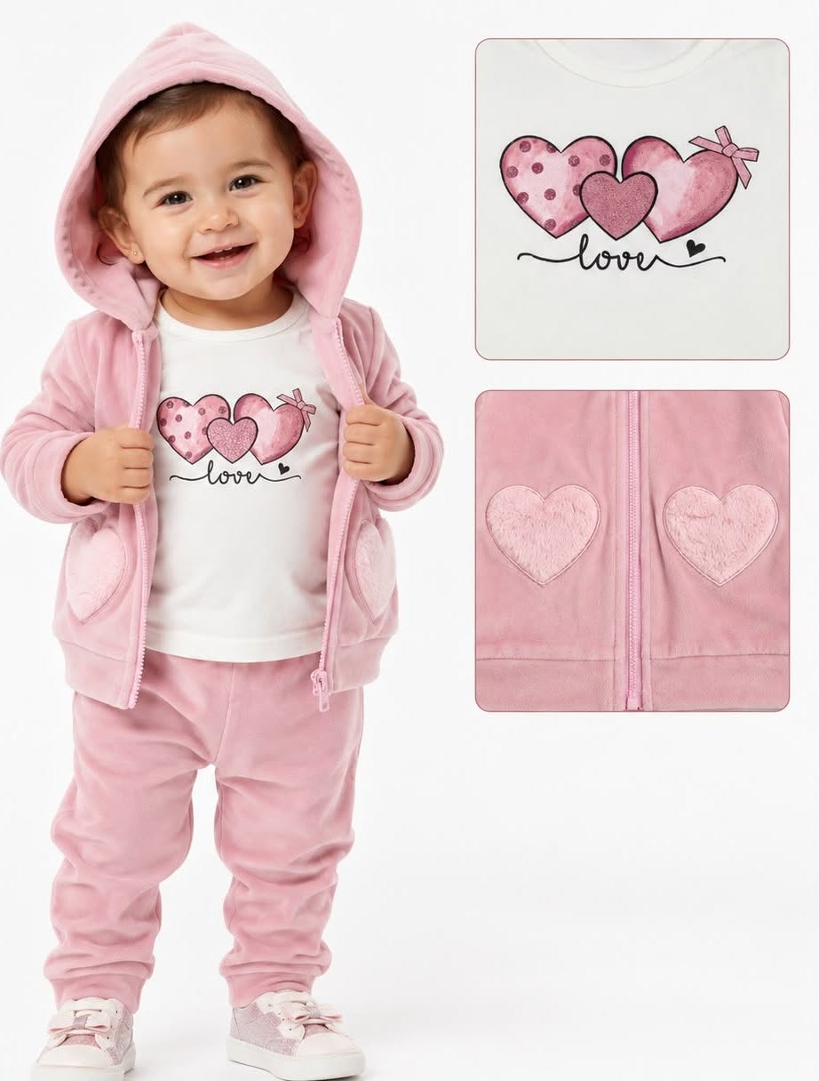 Baby Girls 3pc Heart Set