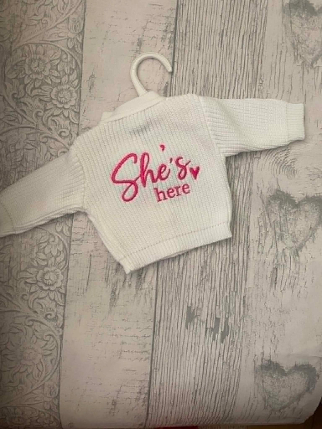 She's Here Knitted Romper & Hat Set