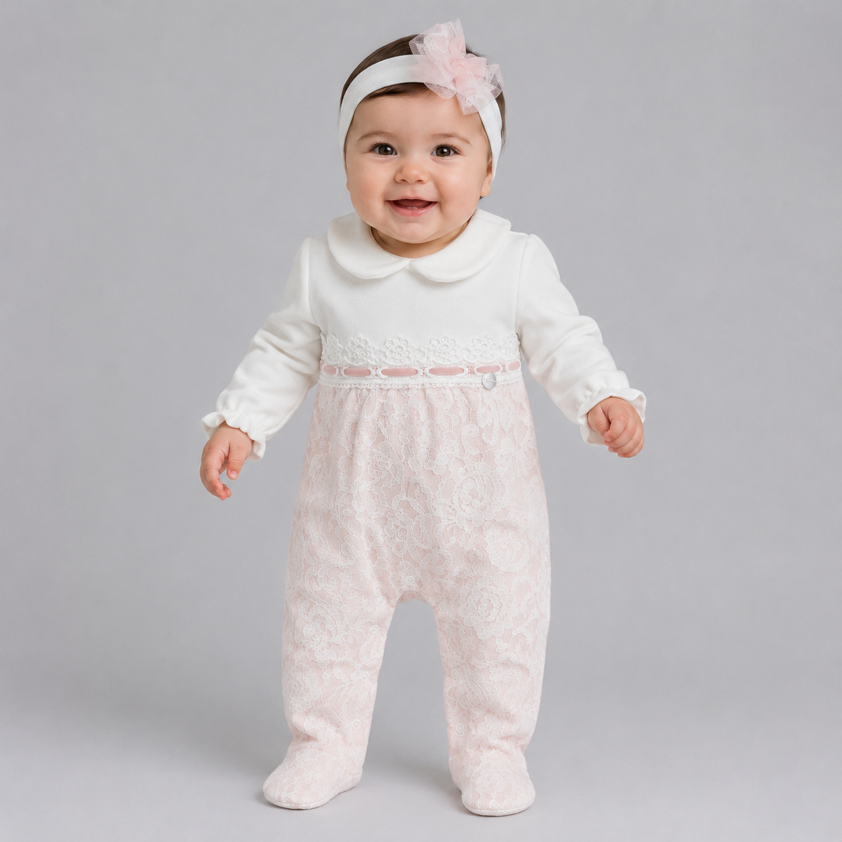 Baby Girls Spanish Lace Romper & Headband