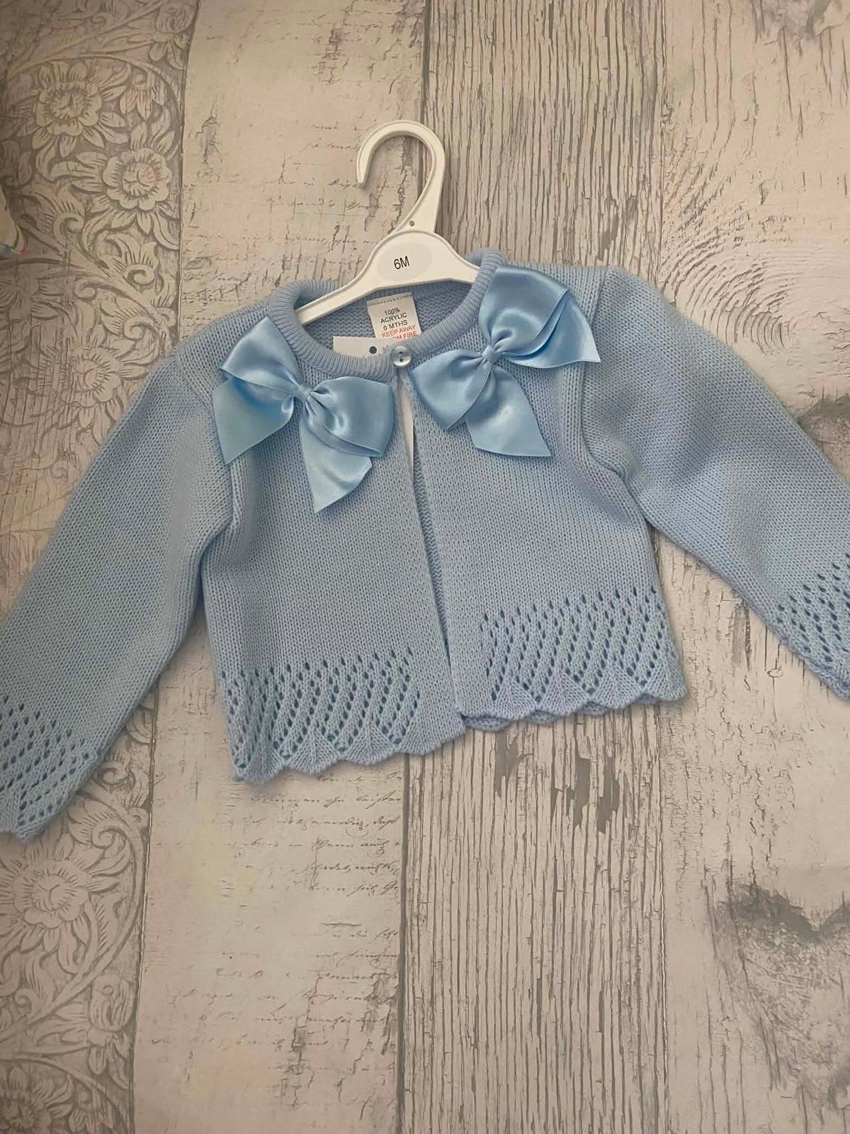 Blue  Bow Knitted Cardigan